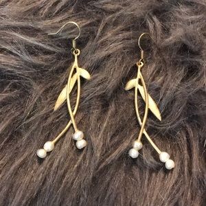 Pearl Leaf Earrings